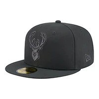 Men's New Era  Charcoal Milwaukee Bucks Tonal Color Pack 59FIFTY Fitted Hat