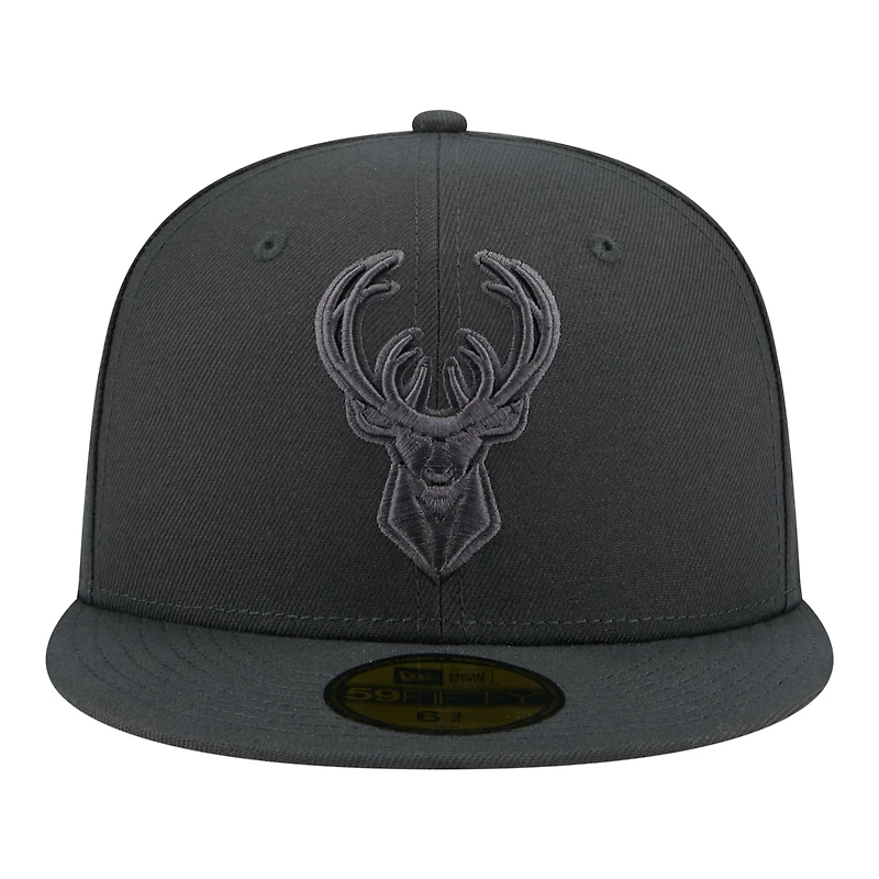 Men's New Era Charcoal Milwaukee Bucks Tonal Color Pack 59FIFTY Fitted Hat