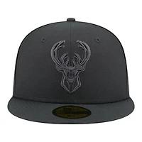 Men's New Era  Charcoal Milwaukee Bucks Tonal Color Pack 59FIFTY Fitted Hat