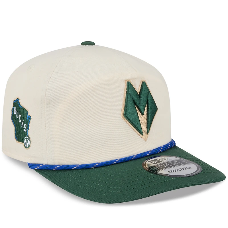 Casquette ajustable New Era crème/vert chasseur Milwaukee Bucks 2025/26 City Edition 19TWENTY pour homme
