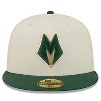 Casquette ajustée New Era 59FIFTY pour homme, couleur crème/vert chasseur, Milwaukee Bucks, édition City 2025/26