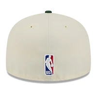 Casquette ajustée New Era 59FIFTY pour homme, couleur crème/vert chasseur, Milwaukee Bucks, édition City 2025/26