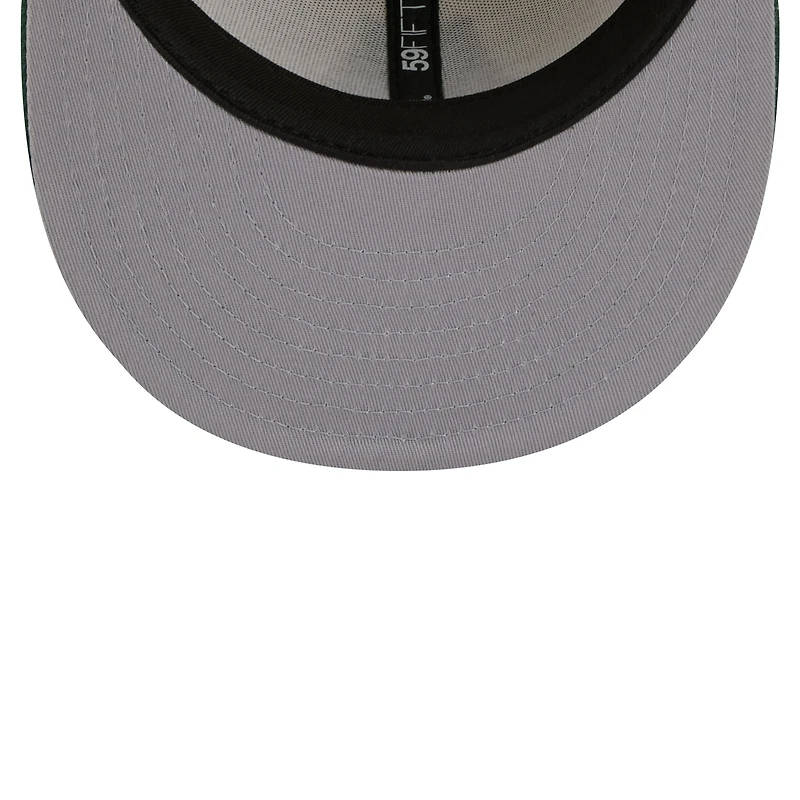 Casquette ajustée New Era 59FIFTY pour homme, couleur crème/vert chasseur, Milwaukee Bucks, édition City 2025/26