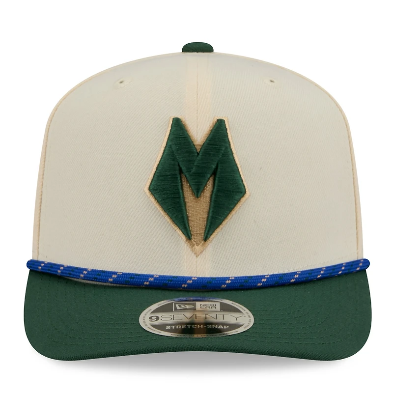 Men's New Era Cream/Hunter Green Milwaukee Bucks 2025/26 City Edition 9SEVENTY Adjustable Hat