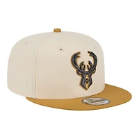 Men's New Era  Cream/Tan Milwaukee Bucks Two-Tone Color Pack 9FIFTY Snapback Hat