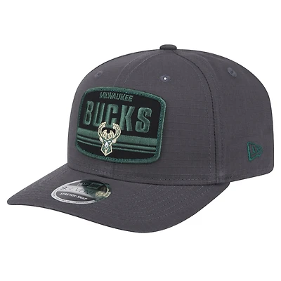 Casquette réglable New Era Graphite Milwaukee Bucks Team Elevated Patch 9SEVENTY pour hommes
