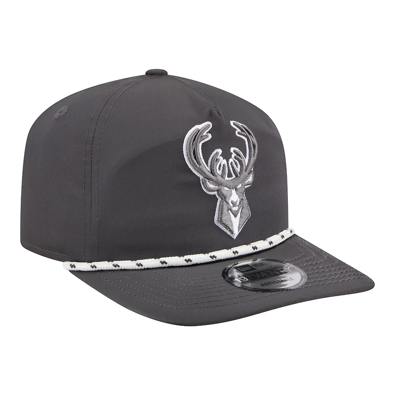 Men's New Era Graphite Milwaukee Bucks Tonal Rope 19TWENTY Adjustable Hat
