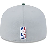 Men's New Era Gray/Hunter Green Milwaukee Bucks Tip-Off Two-Tone 59FIFTY Fitted Hat