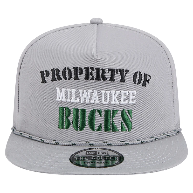 Men's New Era Gray Milwaukee Bucks Throwback Property Of Golfer Snapback Hat