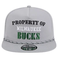 Men's New Era Gray Milwaukee Bucks Throwback Property Of Golfer Snapback Hat