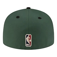 Casquette ajustée New Era 59FIFTY pour homme, vert chasseur/noir, Milwaukee Bucks, style années 80.