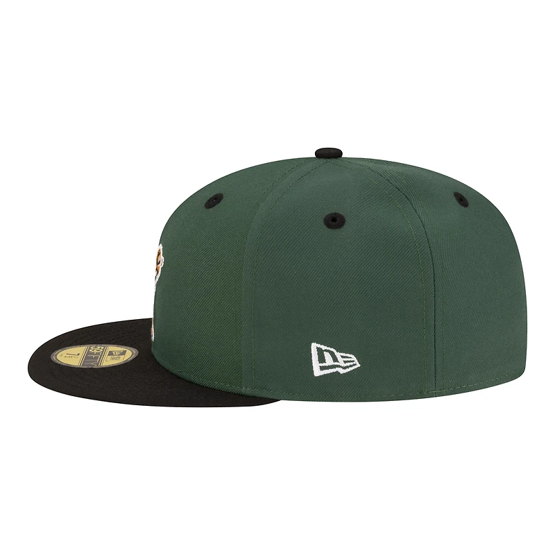 Casquette ajustée New Era 59FIFTY pour homme, vert chasseur/noir, Milwaukee Bucks, style années 80.