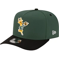 Casquette snapback New Era 9FIFTY pour homme, vert chasseur/noir, Milwaukee Bucks, style années 80.