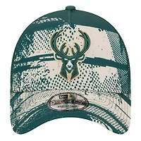 Casquette ajustable Milwaukee Bucks Tip Off A-Frame Trucker 9FORTY de New Era pour homme, vert chasseur/crème