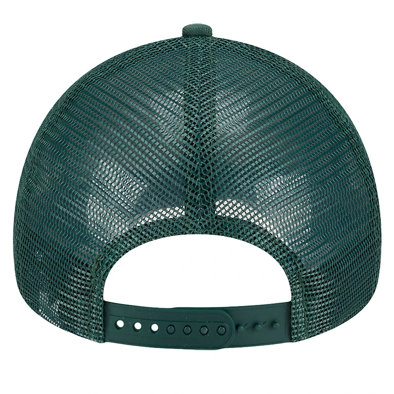 Casquette ajustable Milwaukee Bucks Tip Off A-Frame Trucker 9FORTY de New Era pour homme, vert chasseur/crème