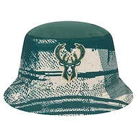 Chapeau Bob Milwaukee Bucks Tip-Off de New Era pour homme, vert chasseur/crème
