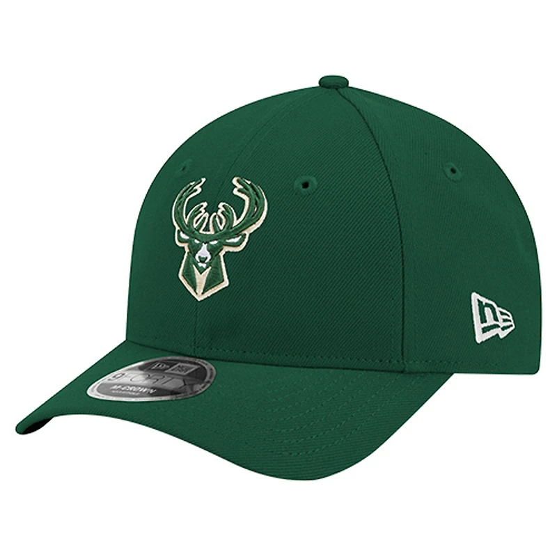 Men's New Era Hunter Green Milwaukee Bucks 9FORTY Stock M-Crown Adjustable Hat