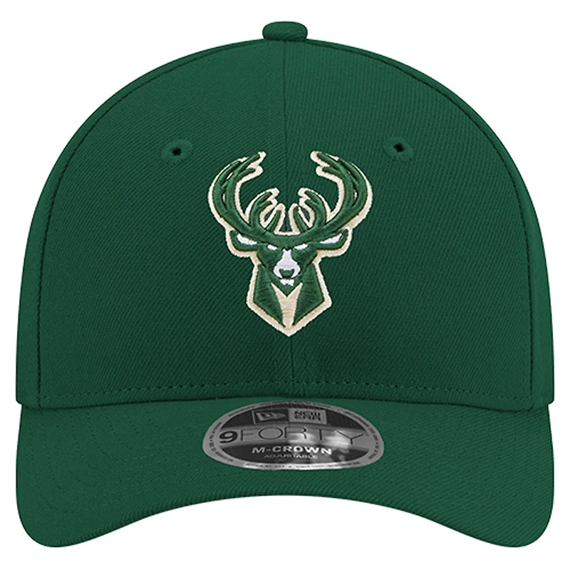 Men's New Era Hunter Green Milwaukee Bucks 9FORTY Stock M-Crown Adjustable Hat