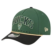 Men's New Era  Hunter Green Milwaukee Bucks Bold Arch COOLERA 9FORTY A-Frame M-Crown Adjustable Hat
