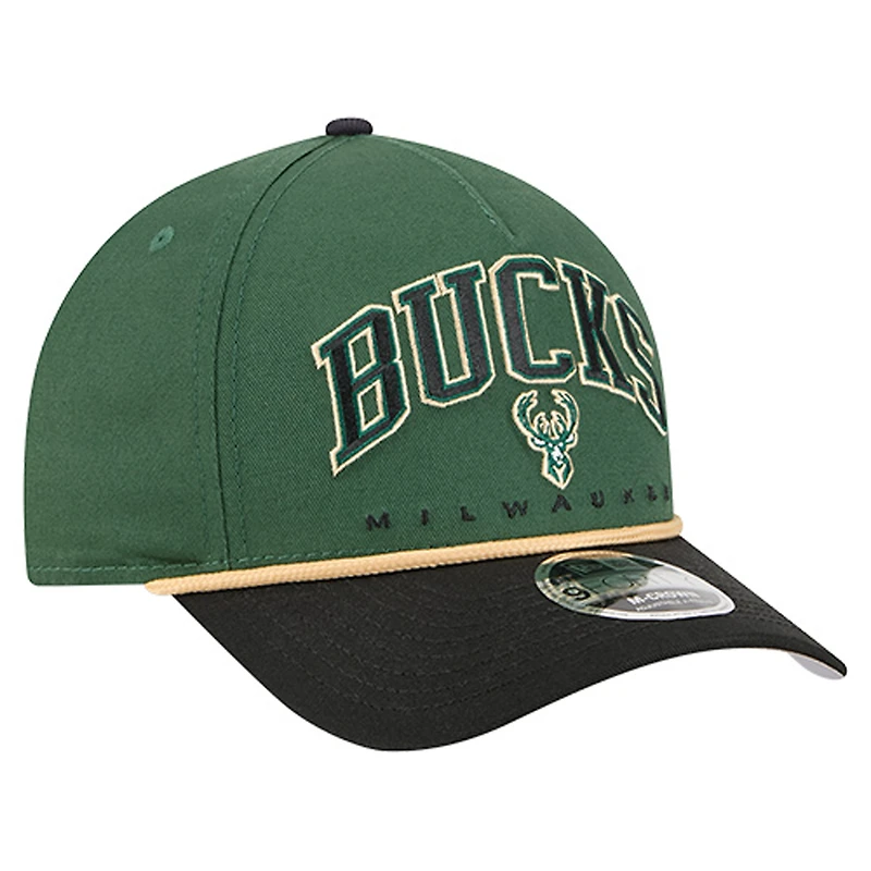 Casquette ajustable New Era 9FORTY A-Frame M-Crown vert chasseur Milwaukee Bucks Bold Arch pour homme