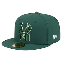 Casquette ajustée Deceptor 59FIFTY pour homme, vert chasseur, des Milwaukee Bucks, New Era