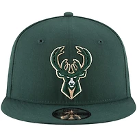 Casquette Snapback 9FIFTY couleur officielle de l'équipe Milwaukee Bucks New Era Hunter Green pour hommes