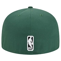 Casquette ajustée 59FIFTY Sport Night Script pour homme de New Era Hunter Green Milwaukee Bucks