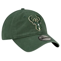 Casquette réglable New Era Hunter Green Milwaukee Bucks Team 2.0 9TWENTY pour hommes