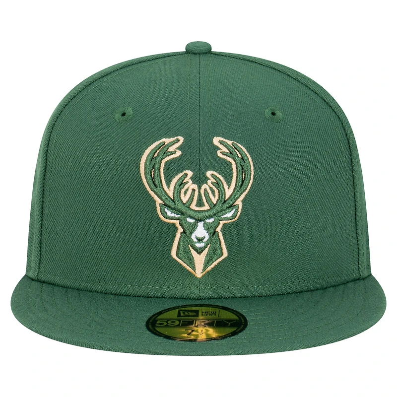 Men's New Era  Hunter Green Milwaukee Bucks Team 59FIFTY Fitted Hat