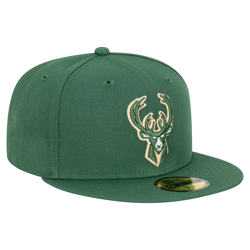 Men's New Era  Hunter Green Milwaukee Bucks Team 59FIFTY Fitted Hat