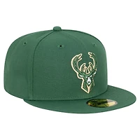 Men's New Era  Hunter Green Milwaukee Bucks Team 59FIFTY Fitted Hat