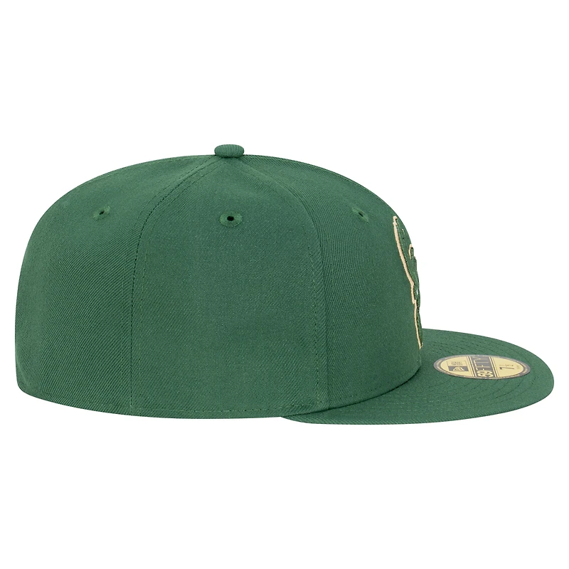 Men's New Era  Hunter Green Milwaukee Bucks Team 59FIFTY Fitted Hat