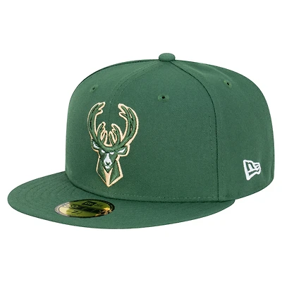 Men's New Era Hunter Green Milwaukee Bucks Team 59FIFTY Fitted Hat