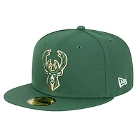 Men's New Era  Hunter Green Milwaukee Bucks Team 59FIFTY Fitted Hat