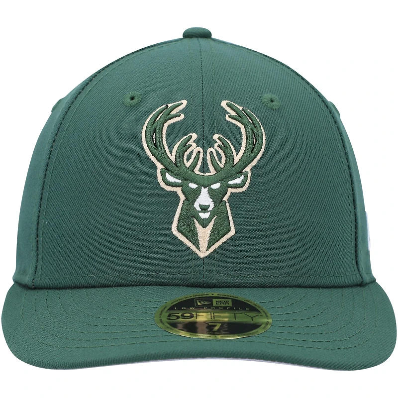 Casquette ajustée 59FIFTY à profil bas de l'équipe Milwaukee Bucks New Era pour homme, vert chasseur
