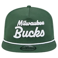 Men's New Era Hunter Green Milwaukee Bucks Team Text Golfer Snapback Hat
