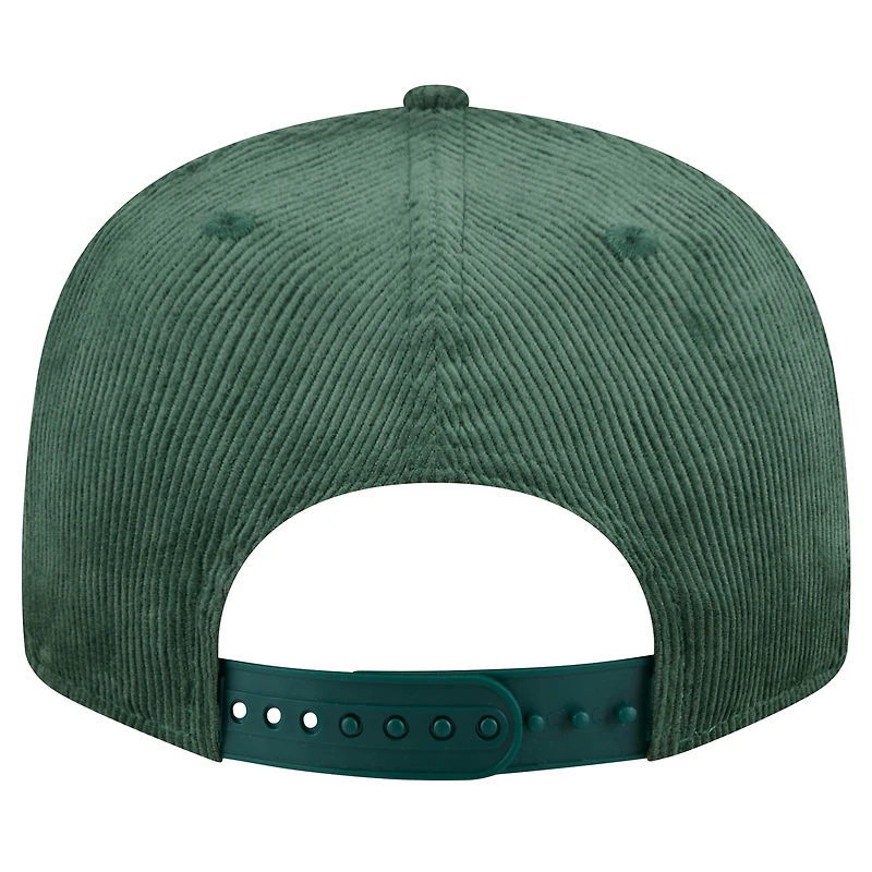 Men's New Era Hunter Green Milwaukee Bucks Throwback Display Corduroy 9FIFTY Snapback Hat