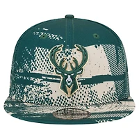 Men's New Era Hunter Green Milwaukee Bucks Tip-Off 9FIFTY Snapback Hat