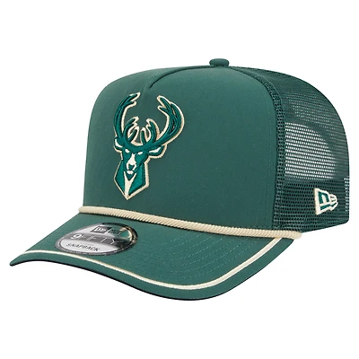 Casquette snapback New Era 9FIFTY vintage Team Rope vert chasseur pour homme des Milwaukee Bucks