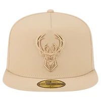 Men's New Era Khaki Milwaukee Bucks Color Pack A-Frame 59FIFTY Fitted Hat