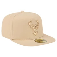 Men's New Era Khaki Milwaukee Bucks Color Pack A-Frame 59FIFTY Fitted Hat