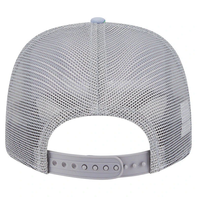 Men's New Era Light Blue/Gray Milwaukee Bucks Adventure Aloha Pattern 9SEVENTY Stretch-Snap Hat