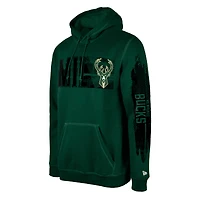Men's New Era Milwaukee Bucks Hunter Green Tip-Off Collection Pullover Hoodie