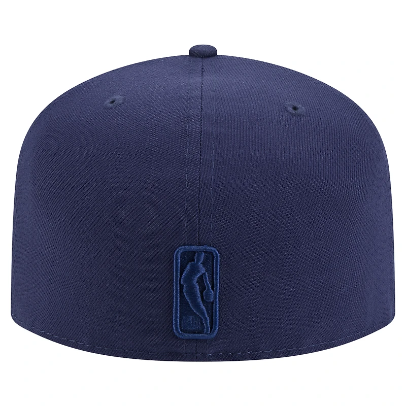 Men's New Era Navy Milwaukee Bucks Colorpack A-Frame Pinch Front 59FIFTY Fitted Hat