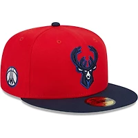 Casquette ajustée 59FIFTY pour homme des Milwaukee Bucks New Era rouge/bleu marine