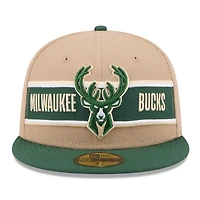 Casquette ajustée 59FIFTY NBA Draft 2024 Milwaukee Bucks New Era marron clair pour homme