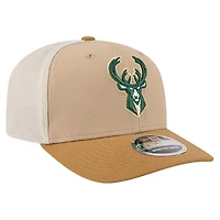 Men's New Era Tan/Light Brown Milwaukee Bucks Two-Tone 9SEVENTY Adjustable Trucker Hat