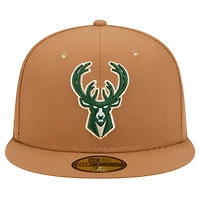 Casquette ajustée 59FIFTY pour homme Milwaukee Bucks de New Era, couleur tan