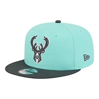 Men's New Era Turquoise/Charcoal Milwaukee Bucks Color Pack Two-Tone 9FIFTY Snapback Hat