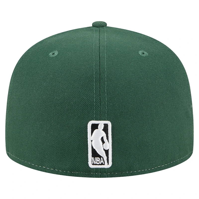 Men's New Era  White/Hunter Green Milwaukee Bucks Repeat 59Fifty Fitted Hat